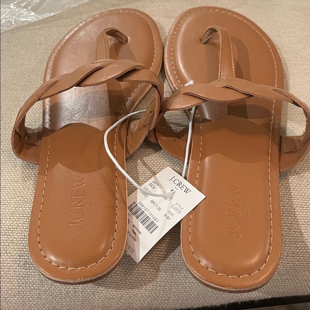 J. Crew Brown Twist Flip Flops/NWT/8M - Picture 3 of 10